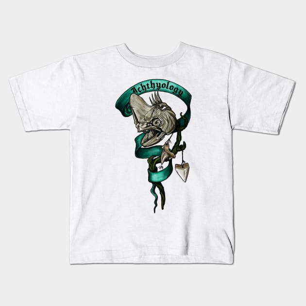 Ichthyology Kids T-Shirt by FreyStrandDraws